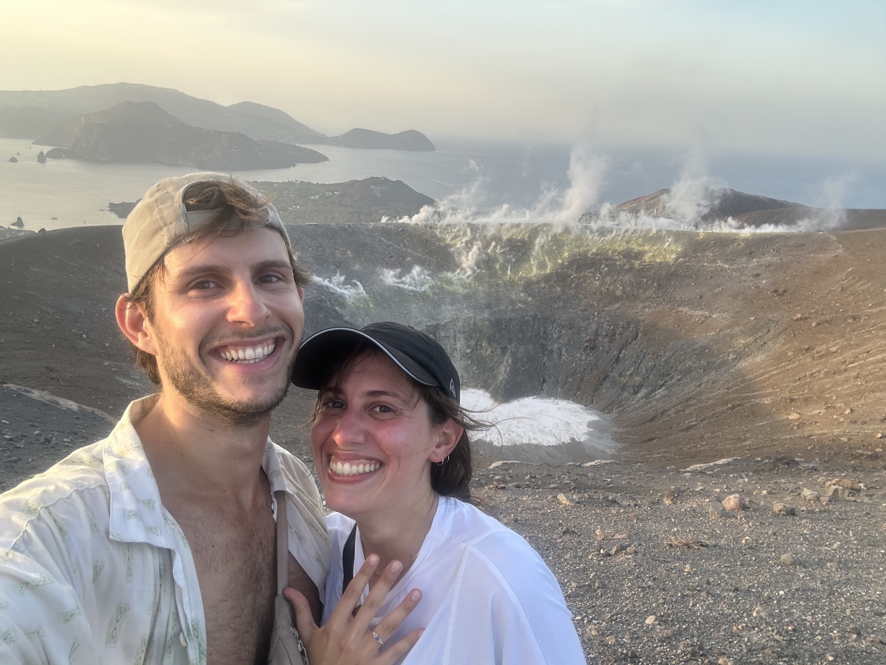 Giuliana and Arthur together at a volcanic crater